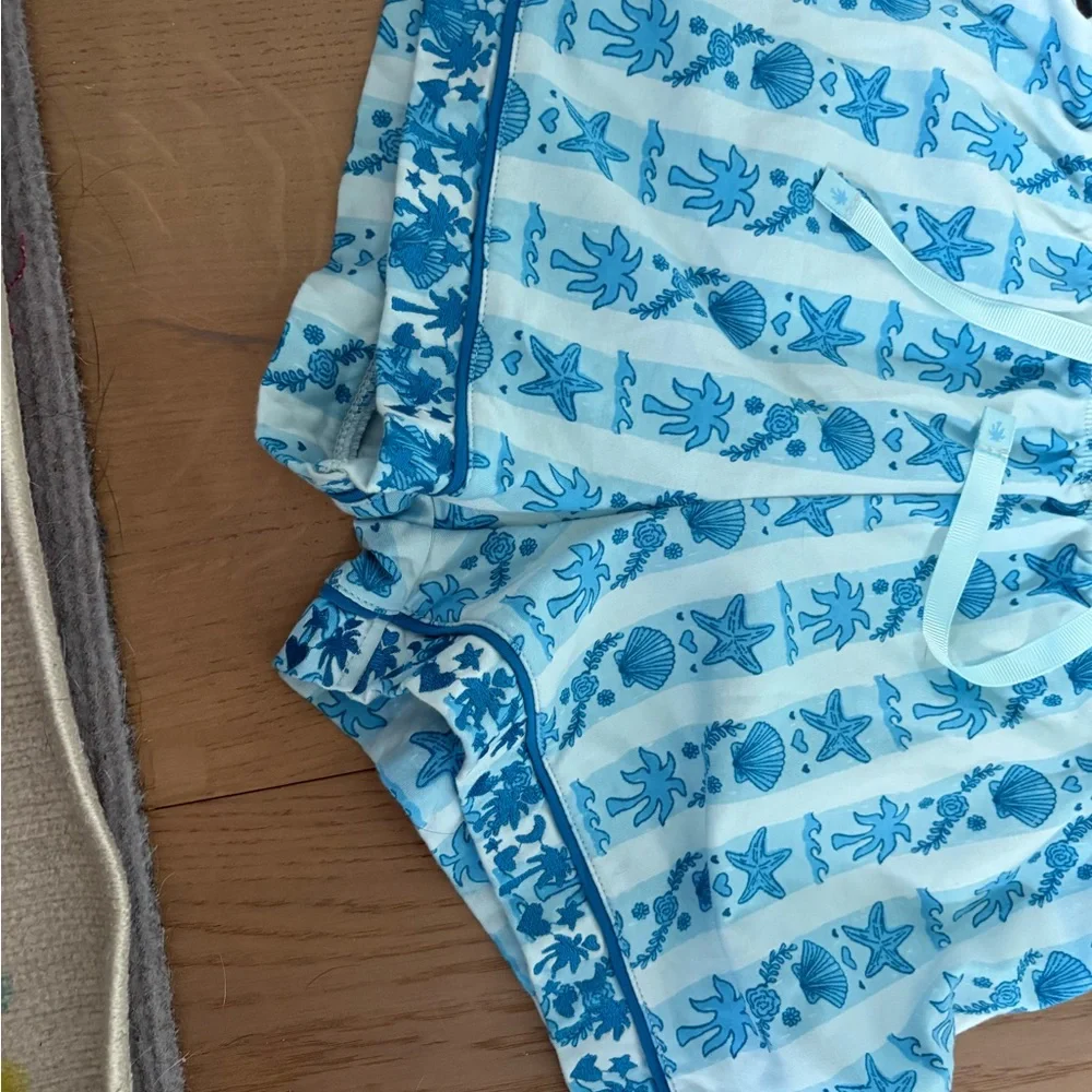 Pink Palm Puff Blue Printed Pajama Set - Picture 6 of 16